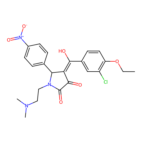 (4E)-4-[(3-chloro-4-ethoxyphenyl)-hydroxymethylidene]-1-(2-dimethylaminoethyl)-5-(4-nitrophenyl)pyrrolidine-2,3-dione structure
