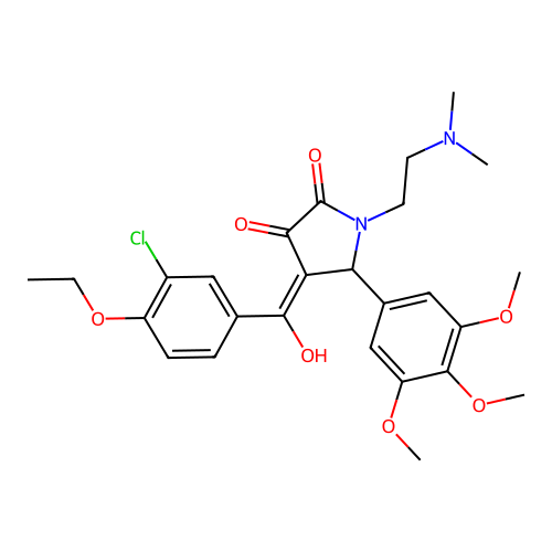 (4E)-4-[(3-chloro-4-ethoxyphenyl)-hydroxymethylidene]-1-(2-dimethylaminoethyl)-5-(3,4,5-trimethoxyphenyl)pyrrolidine-2,3-dione structure