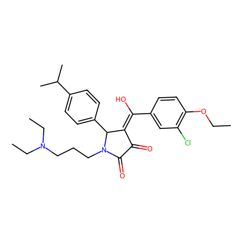 (4E)-4-[(3-chloro-4-ethoxyphenyl)-hydroxymethylidene]-1-[3-(diethylamino)propyl]-5-(4-propan-2-ylphenyl)pyrrolidine-2,3-dione structure