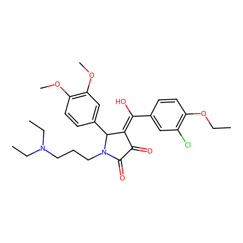 (4E)-4-[(3-chloro-4-ethoxyphenyl)-hydroxymethylidene]-1-[3-(diethylamino)propyl]-5-(3,4-dimethoxyphenyl)pyrrolidine-2,3-dione structure