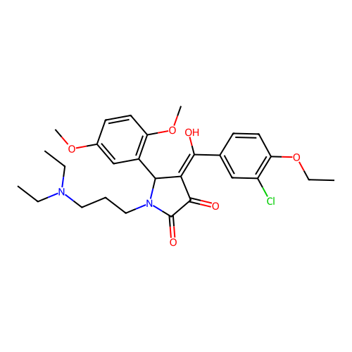 (4E)-4-[(3-chloro-4-ethoxyphenyl)-hydroxymethylidene]-1-[3-(diethylamino)propyl]-5-(2,5-dimethoxyphenyl)pyrrolidine-2,3-dione structure