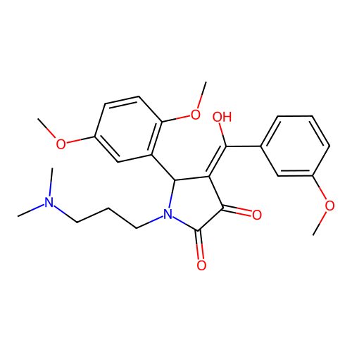 (4E)-5-(2,5-dimethoxyphenyl)-1-[3-(dimethylamino)propyl]-4-[hydroxy-(3-methoxyphenyl)methylidene]pyrrolidine-2,3-dione structure