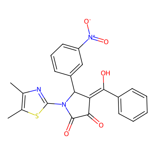 (4E)-1-(4,5-dimethyl-1,3-thiazol-2-yl)-4-[hydroxy(phenyl)methylidene]-5-(3-nitrophenyl)pyrrolidine-2,3-dione structure