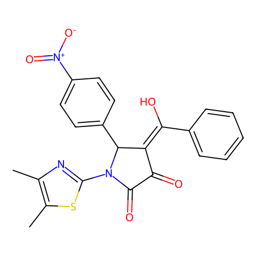 (4E)-1-(4,5-dimethyl-1,3-thiazol-2-yl)-4-[hydroxy(phenyl)methylidene]-5-(4-nitrophenyl)pyrrolidine-2,3-dione structure