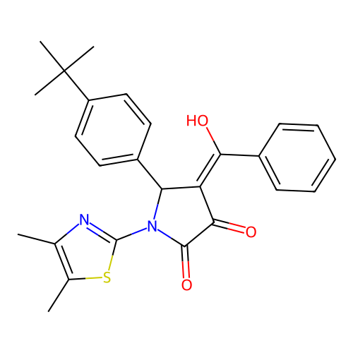(4E)-5-(4-tert-butylphenyl)-1-(4,5-dimethyl-1,3-thiazol-2-yl)-4-[hydroxy(phenyl)methylidene]pyrrolidine-2,3-dione structure