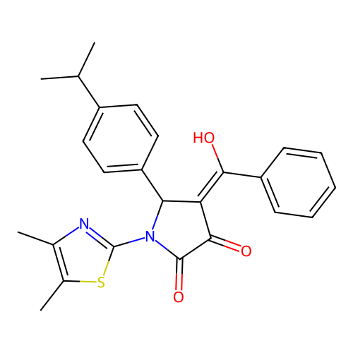 (4E)-1-(4,5-dimethyl-1,3-thiazol-2-yl)-4-[hydroxy(phenyl)methylidene]-5-(4-propan-2-ylphenyl)pyrrolidine-2,3-dione structure