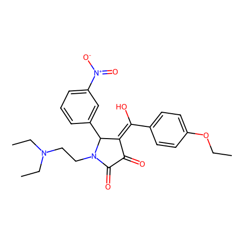 (4E)-1-(2-diethylaminoethyl)-4-[(4-ethoxyphenyl)-hydroxymethylidene]-5-(3-nitrophenyl)pyrrolidine-2,3-dione structure