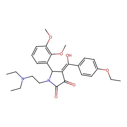 (4E)-1-(2-diethylaminoethyl)-5-(2,3-dimethoxyphenyl)-4-[(4-ethoxyphenyl)-hydroxymethylidene]pyrrolidine-2,3-dione structure