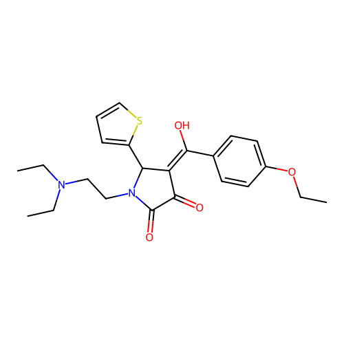 (4E)-1-(2-diethylaminoethyl)-4-[(4-ethoxyphenyl)-hydroxymethylidene]-5-thiophen-2-ylpyrrolidine-2,3-dione structure
