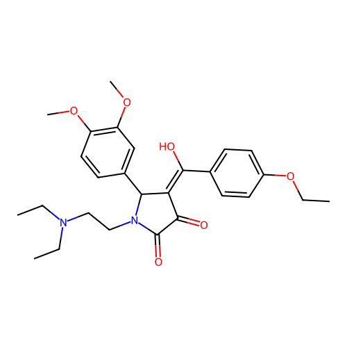 (4E)-1-(2-diethylaminoethyl)-5-(3,4-dimethoxyphenyl)-4-[(4-ethoxyphenyl)-hydroxymethylidene]pyrrolidine-2,3-dione structure
