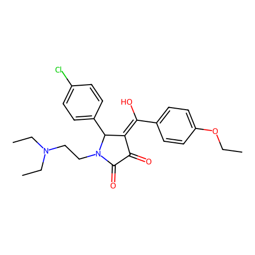 (4E)-5-(4-chlorophenyl)-1-(2-diethylaminoethyl)-4-[(4-ethoxyphenyl)-hydroxymethylidene]pyrrolidine-2,3-dione structure