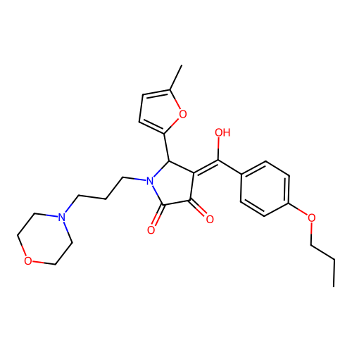 (4E)-4-[hydroxy-(4-propoxyphenyl)methylidene]-5-(5-methylfuran-2-yl)-1-(3-morpholin-4-ylpropyl)pyrrolidine-2,3-dione structure