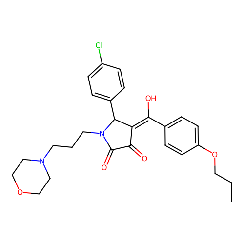 (4E)-5-(4-chlorophenyl)-4-[hydroxy-(4-propoxyphenyl)methylidene]-1-(3-morpholin-4-ylpropyl)pyrrolidine-2,3-dione structure