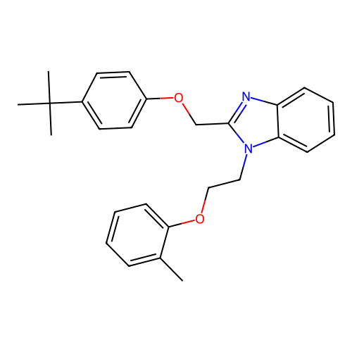 2-[(4-tert-butylphenoxy)methyl]-1-[2-(2-methylphenoxy)ethyl]-1H-benzimidazole structure