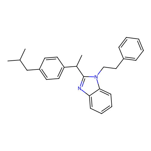 2-{[4-(2-Methylpropyl)phenyl]ethyl}-1-(2-phenylethyl)benzimidazole structure