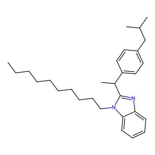 1-Decyl-2-{[4-(2-methylpropyl)phenyl]ethyl}benzimidazole structure