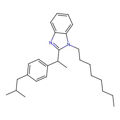 2-{[4-(2-Methylpropyl)phenyl]ethyl}-1-octylbenzimidazole structure