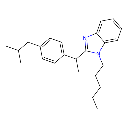 2-{[4-(2-Methylpropyl)phenyl]ethyl}-1-pentylbenzimidazole structure