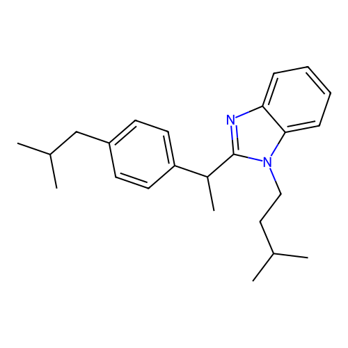 1-(3-Methylbutyl)-2-{[4-(2-methylpropyl)phenyl]ethyl}benzimidazole structure