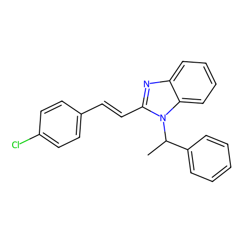 2-[(E)-2-(4-chlorophenyl)ethenyl]-1-(1-phenylethyl)-1H-benzimidazole structure