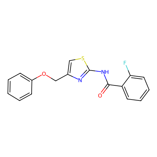 2-fluoro-N-[4-(phenoxymethyl)-1,3-thiazol-2-yl]benzamide structure