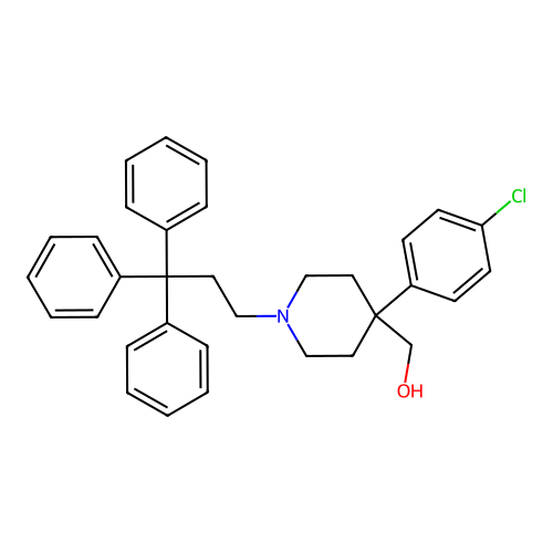 4-Piperidinemethanol, 4-(4-chlorophenyl)-1-(3,3,3-triphenylpropyl)- structure