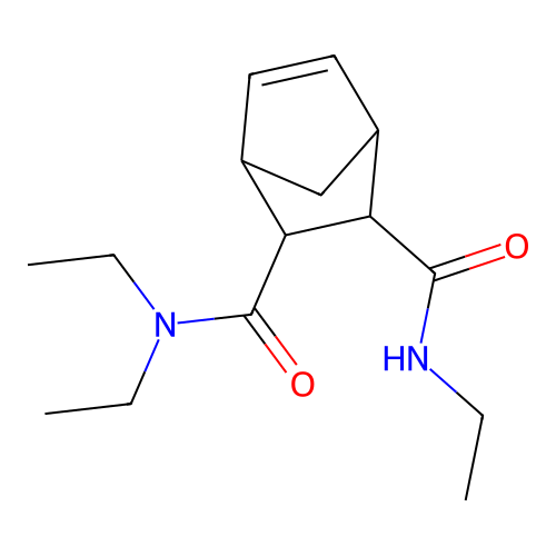 5-Norbornene-2,3-dicarboxamide, N,N,N'-triethyl-, trans- structure