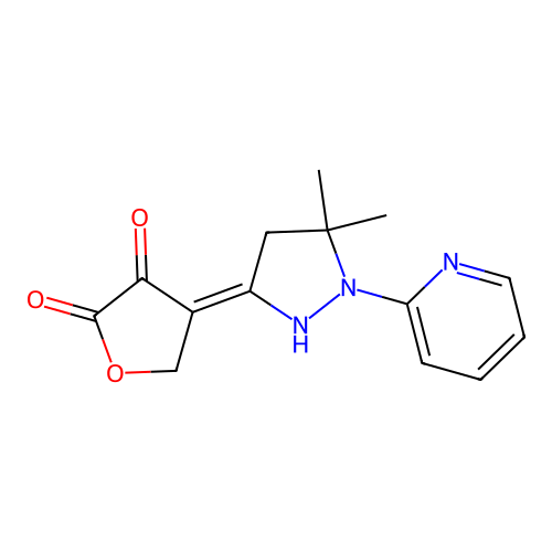 4-(4,5-Dihydro-5,5-dimethyl-1-(2-pyridinyl)-1H-pyrazol-3-yl)-3-hydroxy-2(5H)-furanone structure