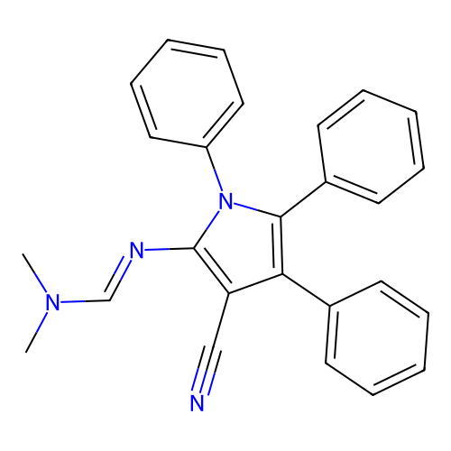 N'-(3-cyano-1,4,5-triphenylpyrrol-2-yl)-N,N-dimethylmethanimidamide structure