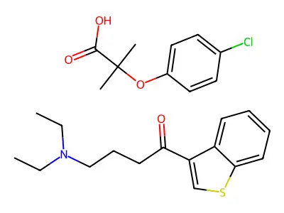 1-Butanone, 1-benzo(b)thien-3-yl-4-(diethylamino)-, 2-(4-chlorophenoxy)-2-methylpropanoate structure