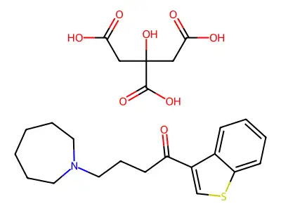 1-Butanone, 1-benzo(b)thien-3-yl-4-(hexahydro-1H-azepin-1-yl)-, 2-hydroxy-1,2,3-propanetricarboxylate structure