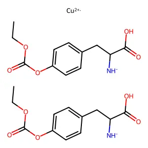 Copper bis([1-carboxy-2-(4-ethoxycarbonyloxyphenyl)ethyl]azanide) structure