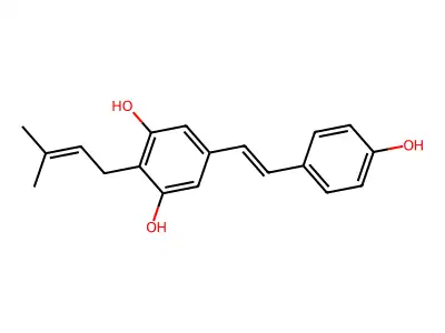 5-((1E)-2-(4-Hydroxyphenyl)ethenyl)-2-(3-methyl-2-buten-1-yl)-1,3-benzenediol structure