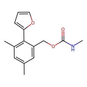 [2-(furan-2-yl)-3,5-dimethylphenyl]methyl N-methylcarbamate structure