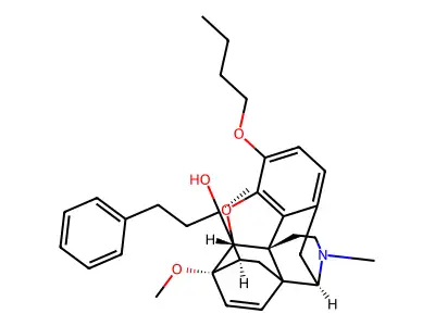 6,14-Ethenomorphinan-7-methanol, 3-butoxy-alpha,17-dimethyl-4,5-epoxy-6-methoxy-alpha-(2-phenylethyl)-, (5-alpha,7-alpha(R))- structure