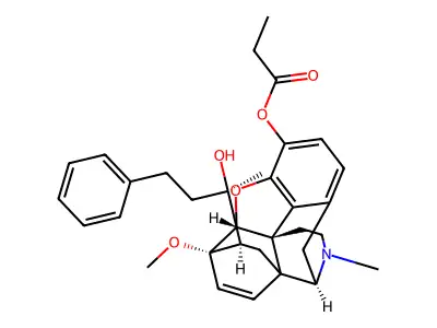 6,14-Ethenomorphinan-7-methanol, alpha,17-dimethyl-4,5-epoxy-6-methoxy-3-(1-oxopropoxy)-alpha-(2-phenylethyl)-, (5-alpha,7-alpha(R))- structure