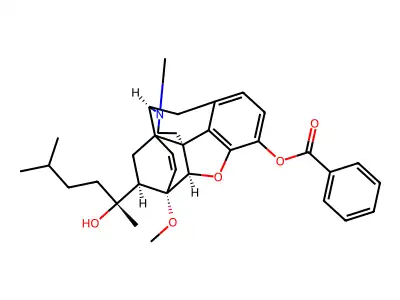 6,14-Ethenomorphinan-7-methanol, 3-(benzoyloxy)-alpha,17-dimethyl-4,5-epoxy-6-methoxy-alpha-(3-methylbutyl)-, (5-alpha,7-alpha(R))- structure
