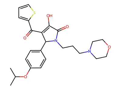 3-hydroxy-1-[3-(morpholin-4-yl)propyl]-5-[4-(propan-2-yloxy)phenyl]-4-(thiophen-2-ylcarbonyl)-1,5-dihydro-2H-pyrrol-2-one structure
