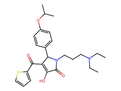 1-[3-(diethylamino)propyl]-3-hydroxy-5-[4-(propan-2-yloxy)phenyl]-4-(thiophen-2-ylcarbonyl)-1,5-dihydro-2H-pyrrol-2-one structure