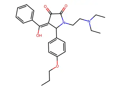 1-(2-diethylaminoethyl)-4-(hydroxy-phenyl-methylidene)-5-(4-propoxyphenyl)pyrrolidine-2,3-dione structure