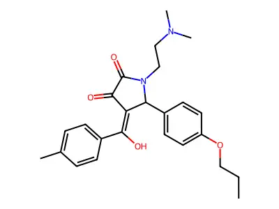 1-(2-dimethylaminoethyl)-4-[hydroxy-(4-methylphenyl)methylidene]-5-(4-propoxyphenyl)pyrrolidine-2,3-dione structure
