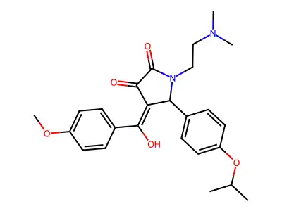 1-(2-dimethylaminoethyl)-4-[hydroxy-(4-methoxyphenyl)methylidene]-5-(4-propan-2-yloxyphenyl)pyrrolidine-2,3-dione structure