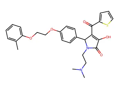 1-[2-(dimethylamino)ethyl]-3-hydroxy-5-{4-[2-(2-methylphenoxy)ethoxy]phenyl}-4-(thiophen-2-ylcarbonyl)-1,5-dihydro-2H-pyrrol-2-one structure