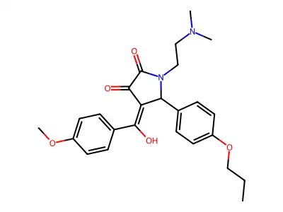 1-(2-dimethylaminoethyl)-4-[hydroxy-(4-methoxyphenyl)methylidene]-5-(4-propoxyphenyl)pyrrolidine-2,3-dione structure