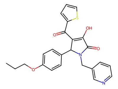 3-hydroxy-5-(4-propoxyphenyl)-1-(pyridin-3-ylmethyl)-4-(thiophene-2-carbonyl)-1H-pyrrol-2(5H)-one structure