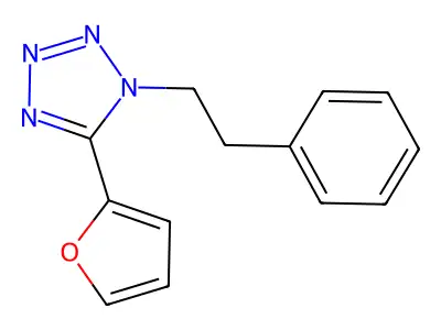 5-(furan-2-yl)-1-(2-phenylethyl)-1H-tetrazole structure