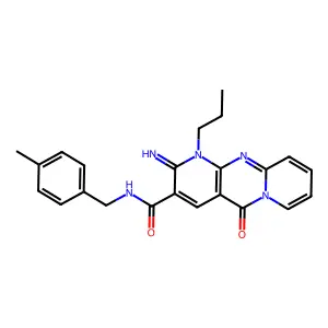 2-imino-N-(4-methylbenzyl)-5-oxo-1-propyl-2,5-dihydro-1H-dipyrido[1,2-a:2',3'-d]pyrimidine-3-carboxamide structure