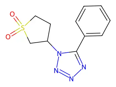 3-(5-Phenyl-1,2,3,4-tetraazolyl)thiolane-1,1-dione structure