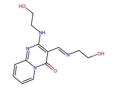 2-[(2-hydroxyethyl)amino]-3-[(1E)-[(2-hydroxyethyl)imino]methyl]-4H-pyrido[1,2-a]pyrimidin-4-one structure