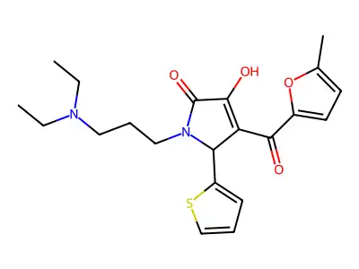1-[3-(diethylamino)propyl]-3-hydroxy-4-(5-methylfuran-2-carbonyl)-5-(thiophen-2-yl)-2,5-dihydro-1H-pyrrol-2-one structure